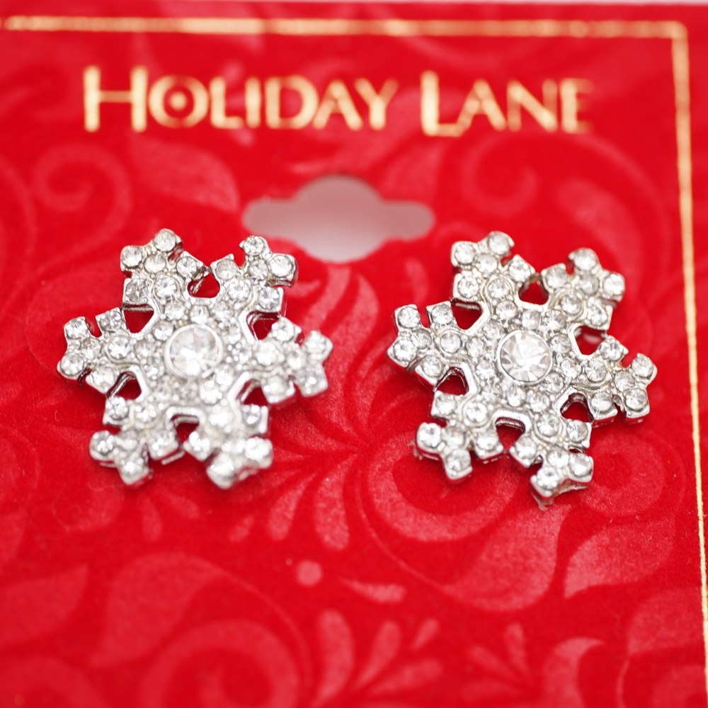 Holiday Lane Snowflake Earrings Silver Tone New